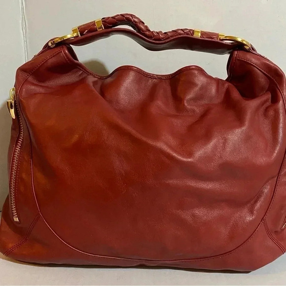 Rachel Zoe red leather tote handbag